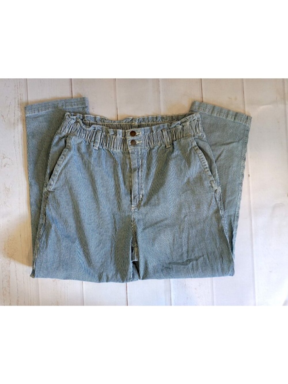 Universal Thread Women's Blue White Striped Paperbag Pants Size 14
